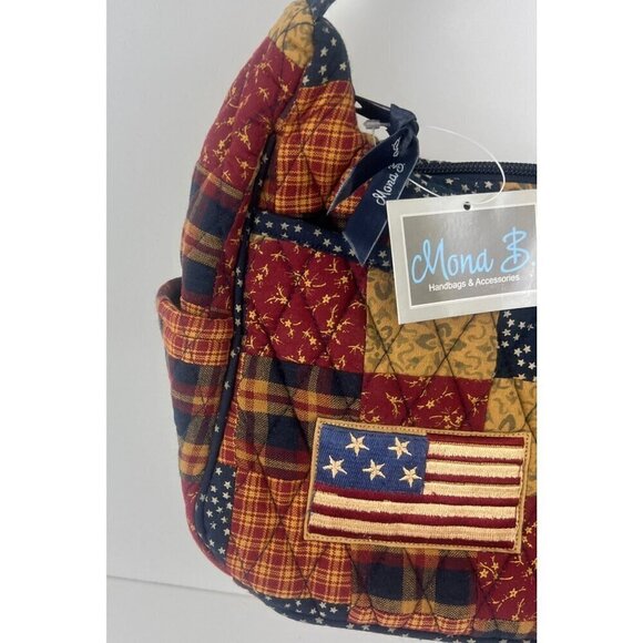 Mona B Handbags "Old Glory" Quilted Plaid Flag Patchwork Shoulder Bag NEW - Picture 6 of 8